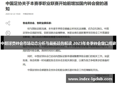 中超球员转会市场动态分析与最新趋势解读 2025年冬季转会窗口观察