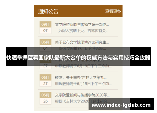 快速掌握查看国家队最新大名单的权威方法与实用技巧全攻略